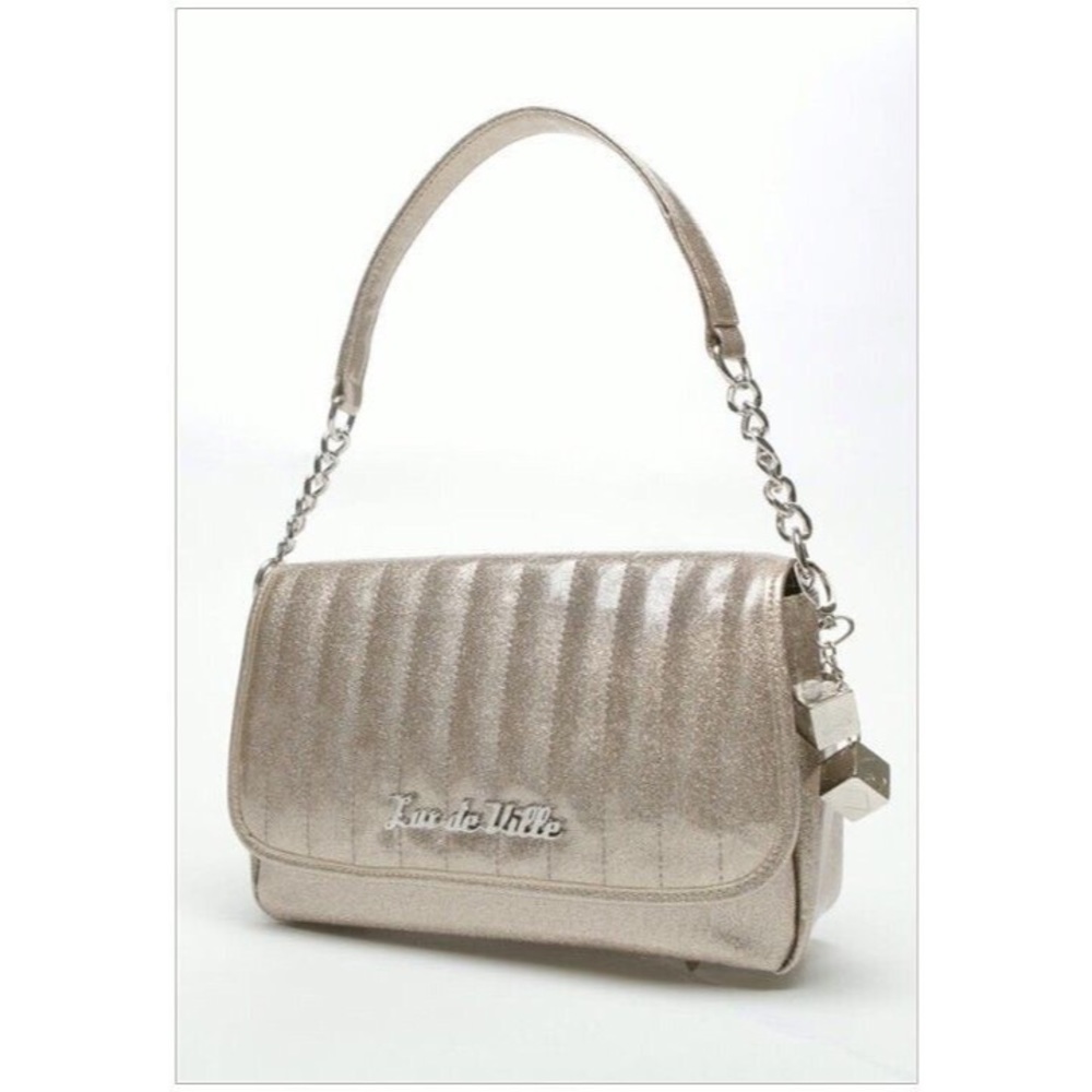 Lux DeVille Champagne Glitter Gold Retro Vinyl Bag